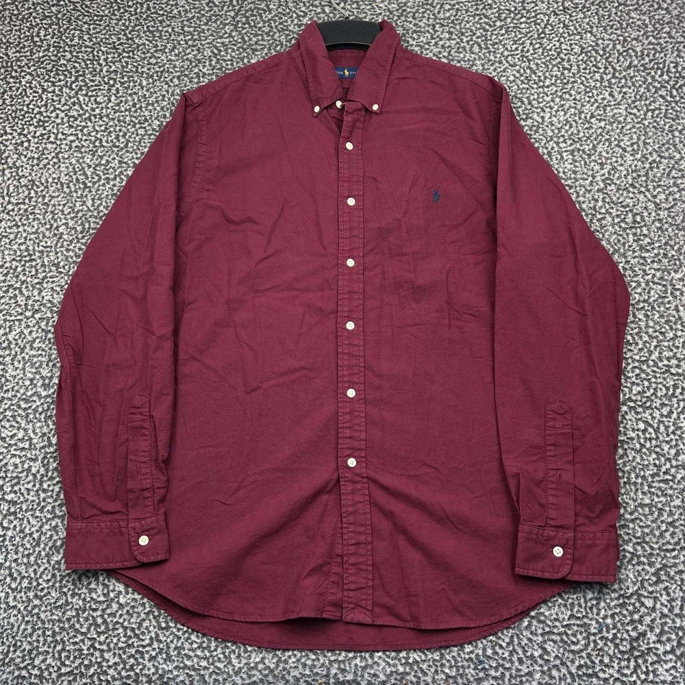 Ralph Lauren Button Down Shirt Men XL Burgundy Long Sleeve Cotton